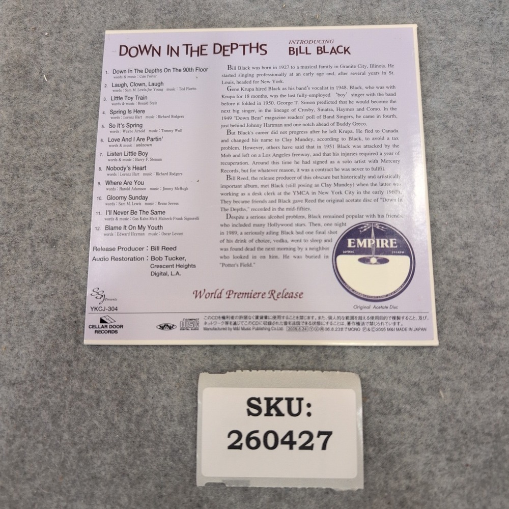 Bill Black Down In The Depths CD Cellar Door Records YKCJ-304 Mono 24-bit Jazz - Picture 2 of 2